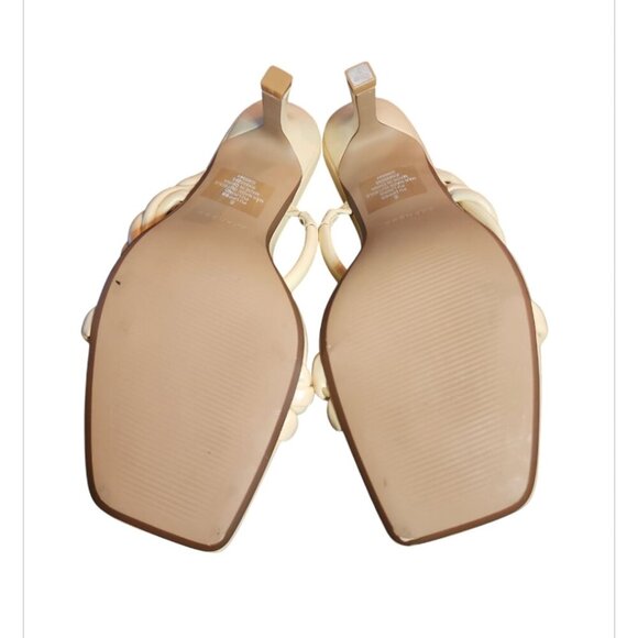 NWT Express Butter Yellow Kitten Heels Twisted Strap Square Toes Sandals Size 6 - Picture 8 of 9